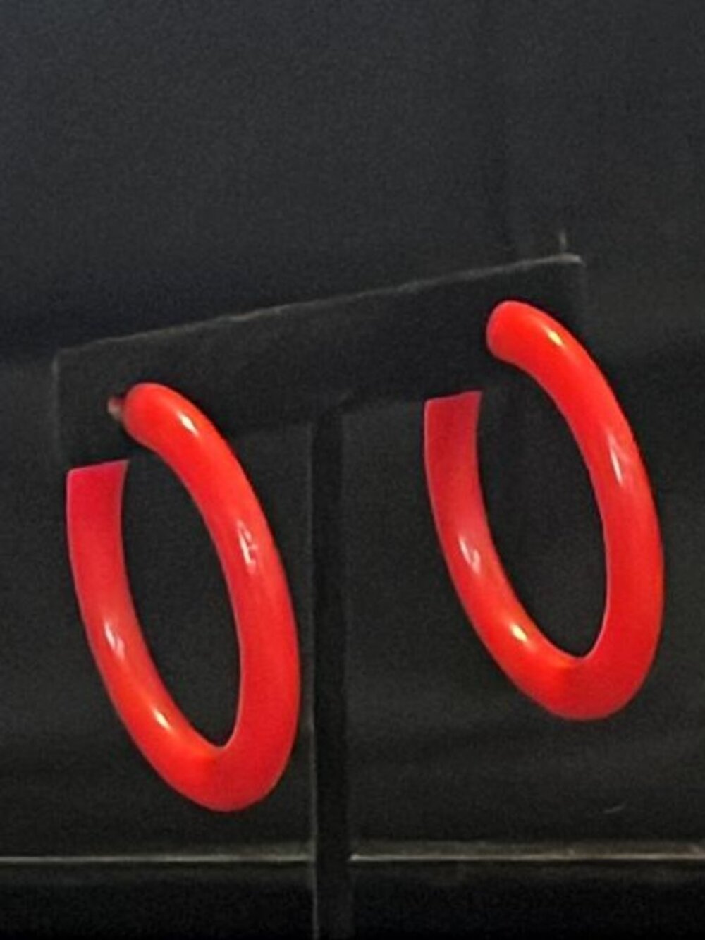 Red Acrylic Hoop Clip-On Earrings